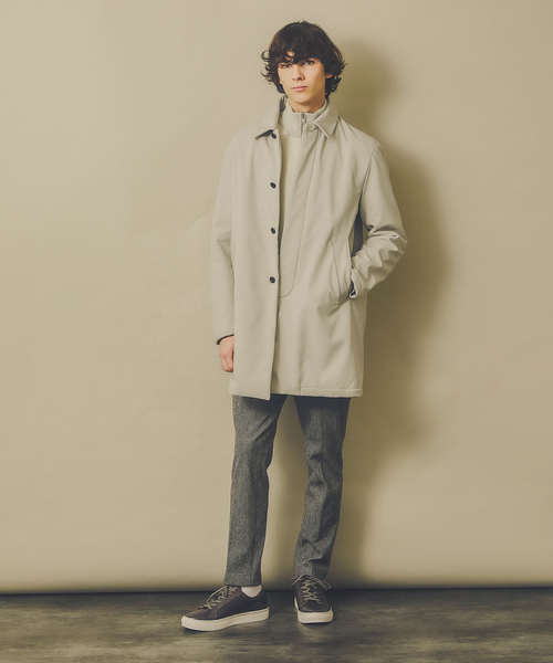 「ABAHOUSE GRAY」 ステンカラーコート 46 ネイビー メンズ_画像3