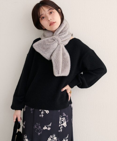 natural couture ニット セーター 「WEB限定」ウール混ボートネック