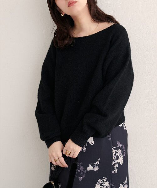 natural couture ニット セーター 「WEB限定」ウール混ボートネック