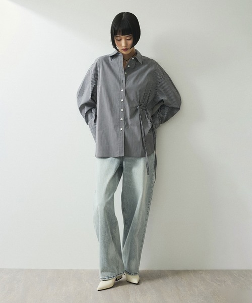 【ADAM ET ROPE】美品　アダムエロペ　ナローロング長袖シャツ　ブルー セール】ロング＆ナローシャツ（シャツ/ブラウス）｜ADAM ET