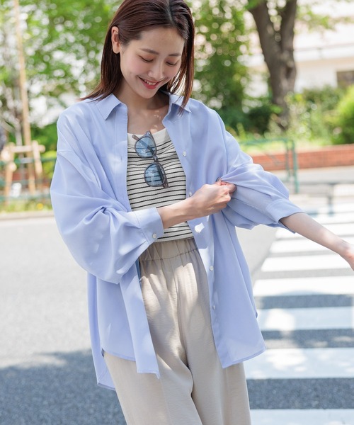 「GLOBAL WORK」 長袖シャツ L イエロー レディース