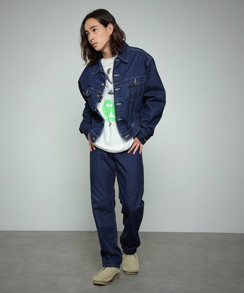 「Lee」 ダメージ加工デニムパンツ LARGE ライトインディゴブルー メンズ