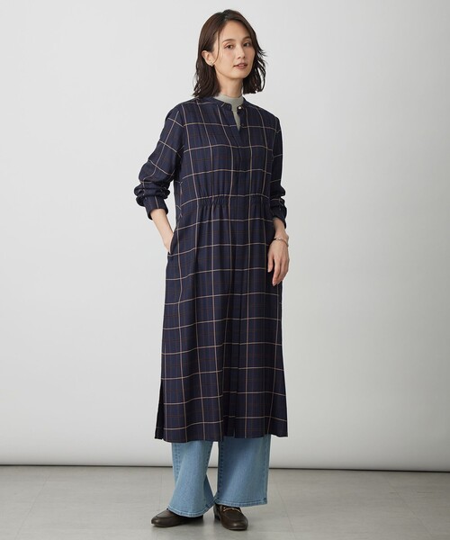 J.PRESS（J.プレス） シャツワンピース サイロチェック ストライプ