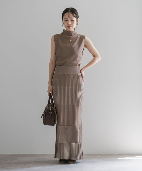 noble ランダムバイカラーリブニットスカート NOBLE（ノーブル） スカート 「追加」「洗える」ランダムバイカラー