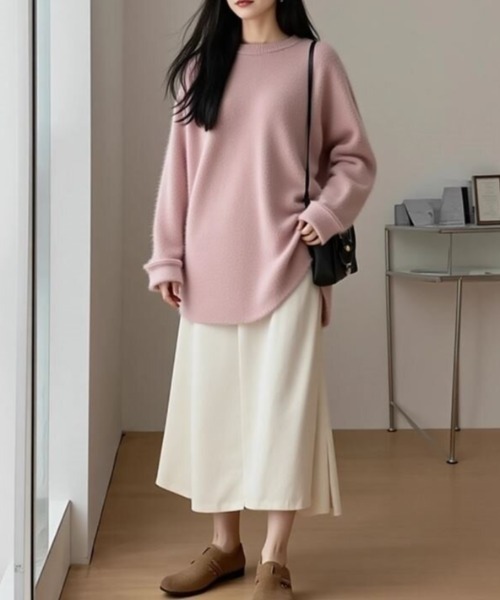 cammie ニット セーター モヘアタッチラウンドカットニット レディース