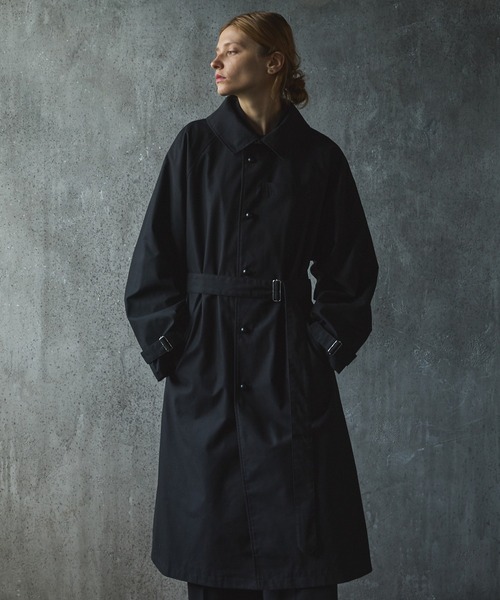 「CIASENSE」 ステンカラーコート L ダークグリーン メンズ_画像3