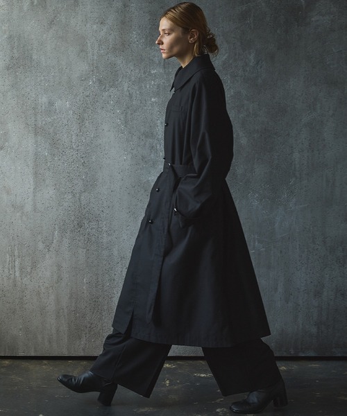 「CIASENSE」 ステンカラーコート L ダークグリーン メンズ_画像9