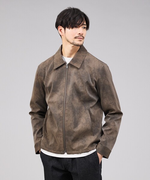 ABAHOUSE GRAY ブルゾン アウター 「ネオレザー」ヴィンテージライク