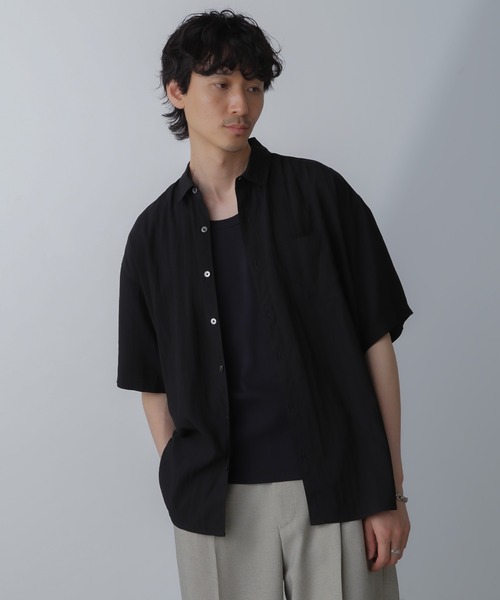 「NANO universe」 半袖シャツ X-LARGE ネイビー レディース_画像3