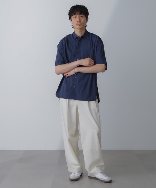 「NANO universe」 半袖シャツ X-LARGE ネイビー レディース_画像5