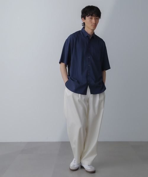 「NANO universe」 半袖シャツ X-LARGE ネイビー レディース_画像6