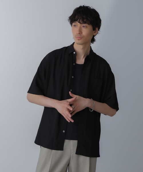 「NANO universe」 半袖シャツ X-LARGE ネイビー レディース_画像9