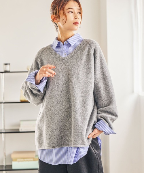 コンテシアーＶネックニット新品未使用 studio CLIP（スタディオクリップ） ニット セーター 7ゲージウール