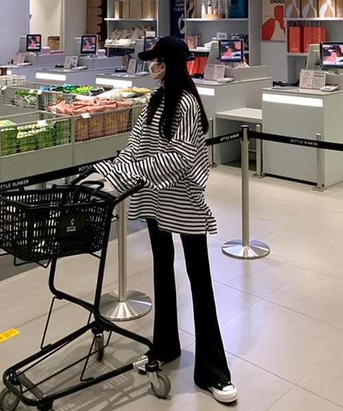 【yuki】ベーシックリブフレアパンツ　ブラック　　Lサイズ　新品未使用 パンツ リブフレアパンツ/美脚リブレギンス レディース : ZOZOTOWN