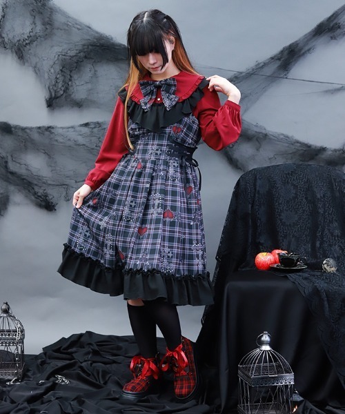 PAMEO POSE 赤黒チェック 半袖ワンピース NIBBLE POISON（ニブルポイズン） ワンピース ナイトメアチェック