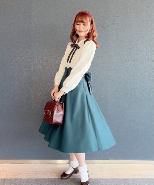 F i.n.t（フィント） ブラウス シャツ チェックロゴリボンタイ付き