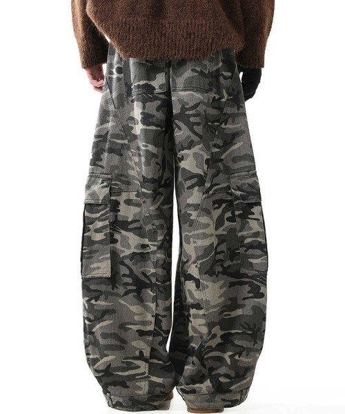 lilful ジーンズ 「26年春夏新作」迷彩柄ミリタリーワイドバギーデニム