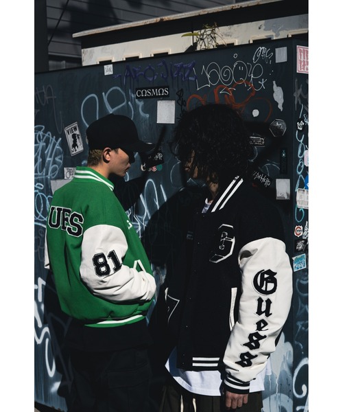 「GUESS ORIGINALS」 スタジャン S ブラック メンズ_画像2