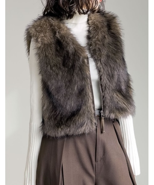 フェイクファーベスト ブラウンのおすすめ人気商品一覧 通販 - Yahoo