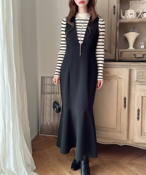 「Meiru」 サロペットスカート MEDIUM ブラック レディース_画像2