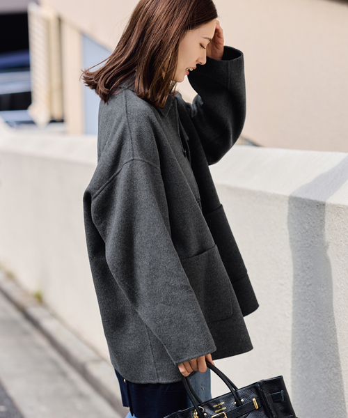 FRAMeWORK グレー ロングコート FRAMeWORK（フレームワーク） ステンカラーコート コート 「追加