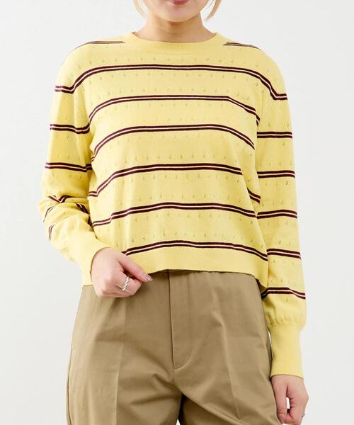 OUTIL ボーダー柄長袖カットソー 2 ブルー レディース : ZOZOTOWN