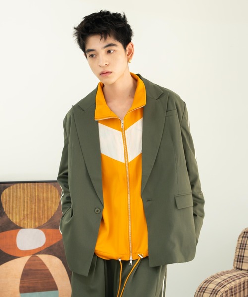 「eLur」 テーラードジャケット MEDIUM カーキ レディース_画像2