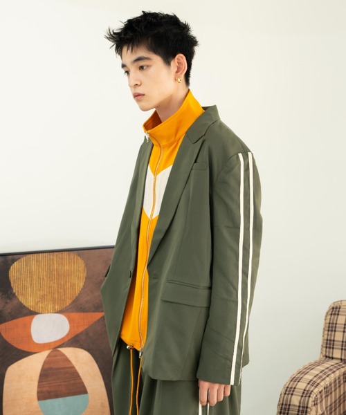 「eLur」 テーラードジャケット MEDIUM カーキ レディース_画像6