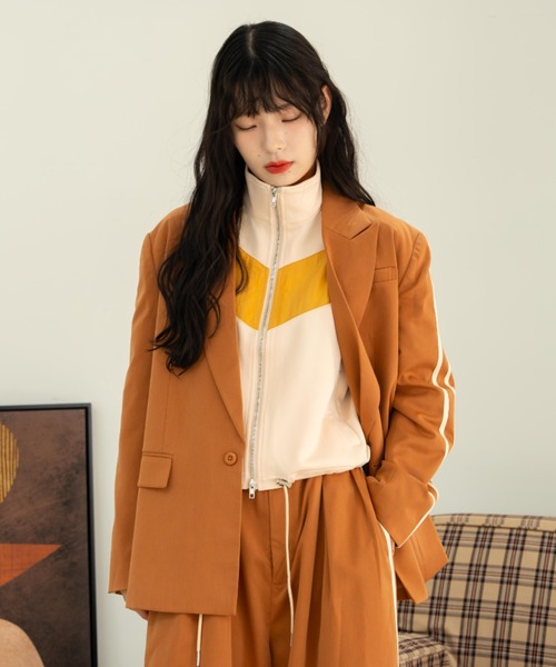 「eLur」 テーラードジャケット MEDIUM カーキ レディース_画像7