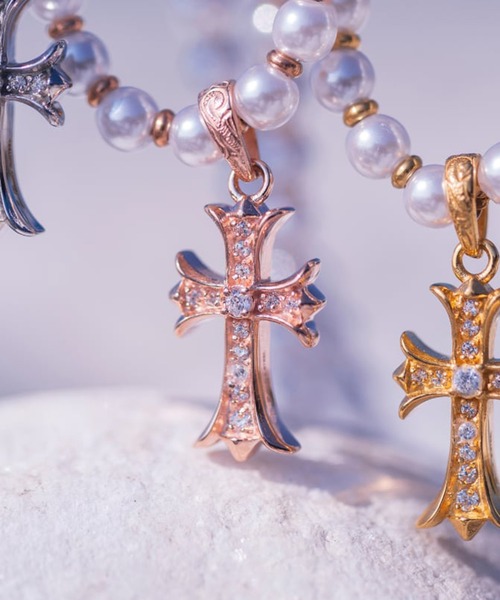 IRIEBEACH（アイリービーチ） ネックレス Pearl×mini cross CZ