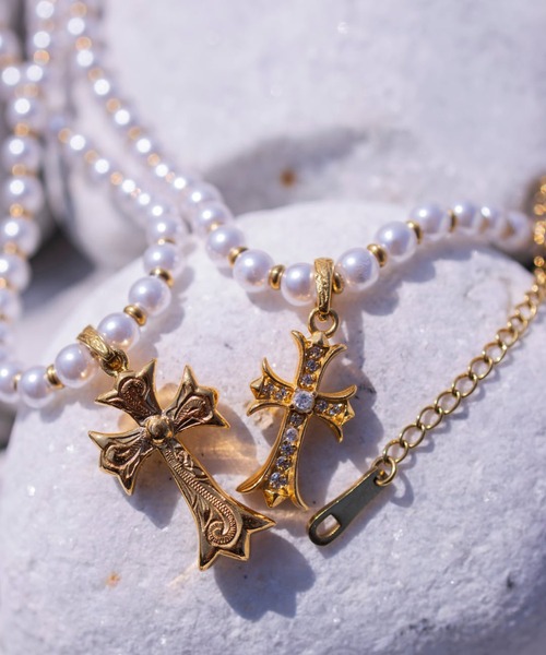 アイリービーチ　パールネックレス IRIEBEACH（アイリービーチ） ネックレス Pearl×mini cross CZ