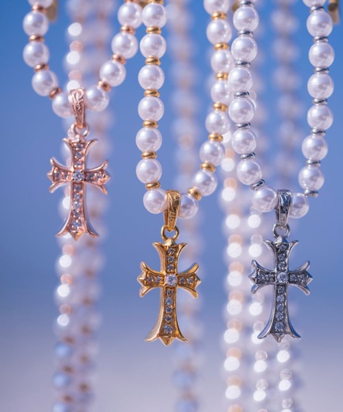 IRIEBEACH（アイリービーチ） ネックレス Pearl×mini cross CZ