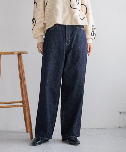 「LOWRYS FARM」 デニムパンツ L インディゴブルー レディース_画像3