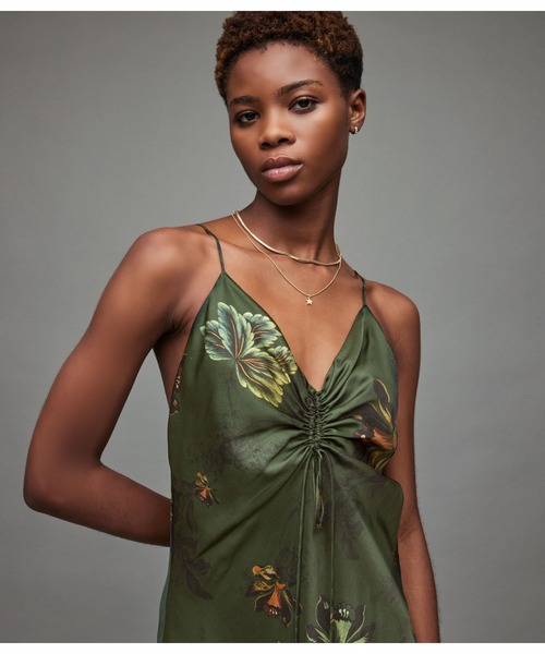 「ALLSAINTS」 キャミソールワンピース 6 グリーン レディース_画像4