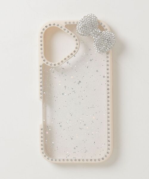 スマホケース ラインストーン リボン ラメ入り クリア iPhone ケース