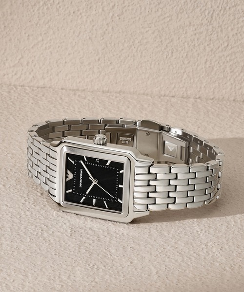 未使用 エンポリオ アルマーニ クオーツ AR-11195 腕時計 ステンレススチール ボーダー 0032【中古】Emporio Armani レディース EMPORIO ARMANI 腕時計 エンポリオ・アルマーニ レディース アナログ