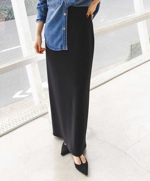 NOBLE ノーブル ジャージーライクタイトスカート ブラック 34 極美品 NOBLE ジャージーライクタイトスカート ノーブル NOBLE 《追加