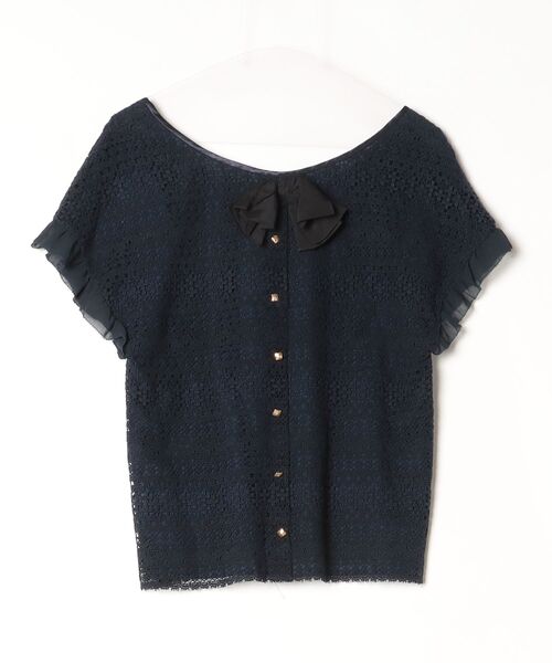 「CYNTHIA ROWLEY」 半袖ブラウス 2 ネイビー レディース_画像2