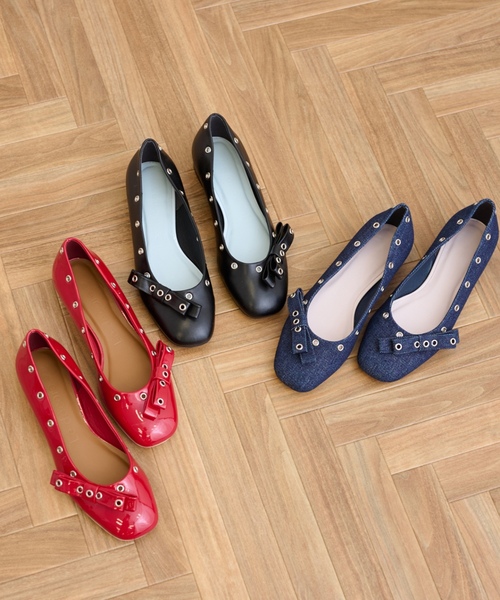 「LE TALON」 フラットパンプス 25cm レッド レディース_画像2