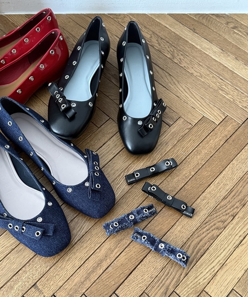 「LE TALON」 フラットパンプス 25cm レッド レディース_画像3