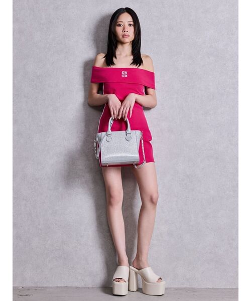 Symmetry GYDA Glitter Straw bag ノベルティピンク GYDA（ジェイダ） ハンドバッグ GGチャームGLITTER BAG : ZOZOTOWN