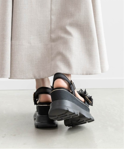 サンダル ミニリボンボリュームソールスポーツサンダル レディースの画像