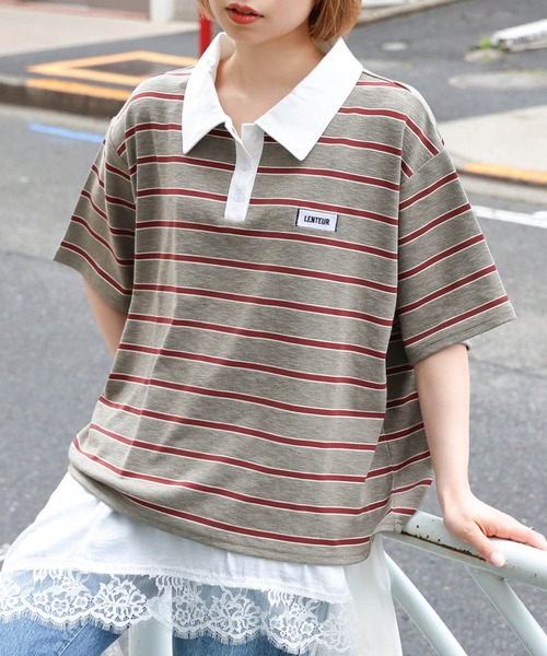tiptop（ティップトップ） tシャツ 半袖 ボーダーラガーシャツ