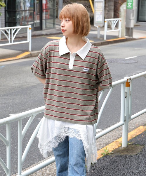 tiptop（ティップトップ） tシャツ ボーダーラガーシャツ レディース