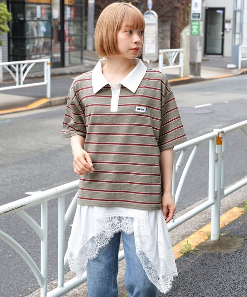 tiptop（ティップトップ） tシャツ ボーダーラガーシャツ レディース