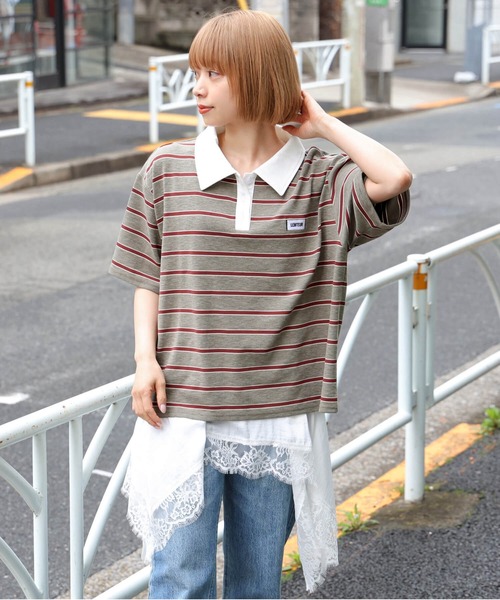 tiptop（ティップトップ） tシャツ ボーダーラガーシャツ レディース