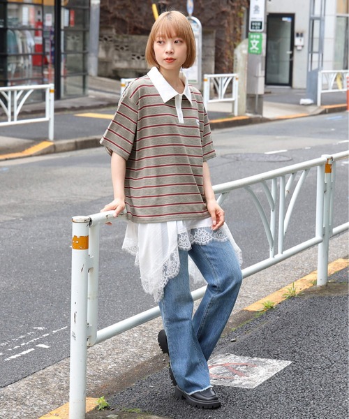 tiptop(ティップトップ) tシャツ ボーダーラガーシャツ レディース tiptop(ティップトップ) tシャツ ボーダーラガーシャツ レディース
