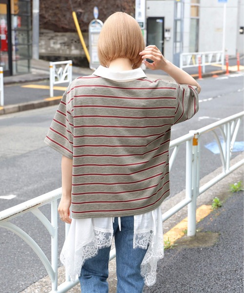 tiptop（ティップトップ） tシャツ ボーダーラガーシャツ レディース