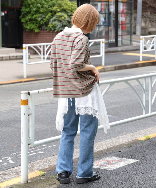 tiptop（ティップトップ） tシャツ 半袖 ボーダーラガーシャツ 