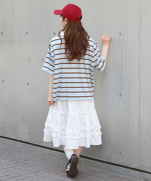 tiptop（ティップトップ） tシャツ 半袖 ボーダーラガーシャツ